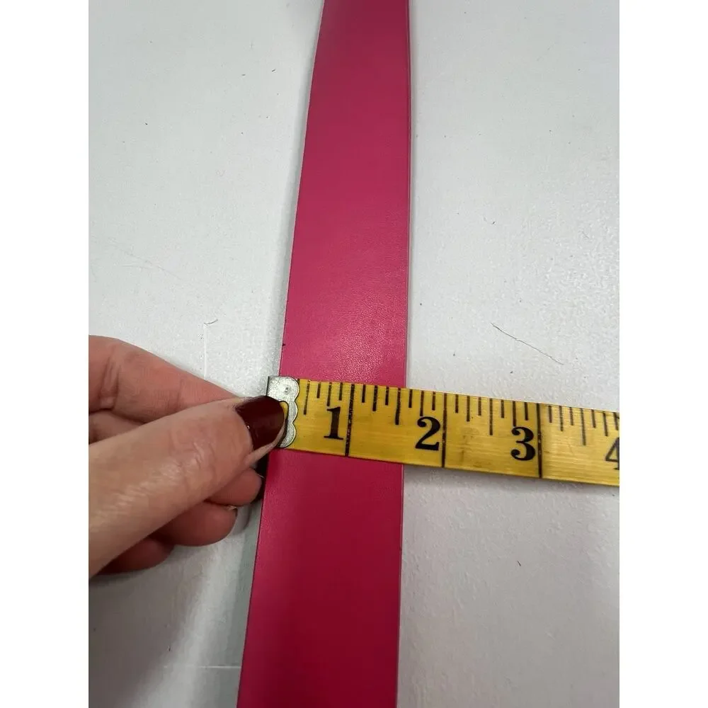 Sexy Logo Metal Belt Buckle Hot Pink Leather Belt New Vintage Sz XL Y2K